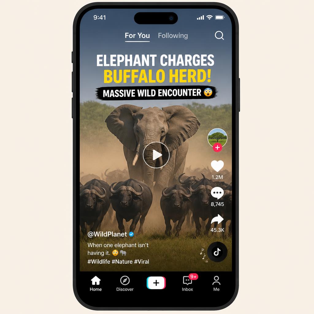 Illustration showing the story of Nzou the orphaned elephant raised by African buffalo