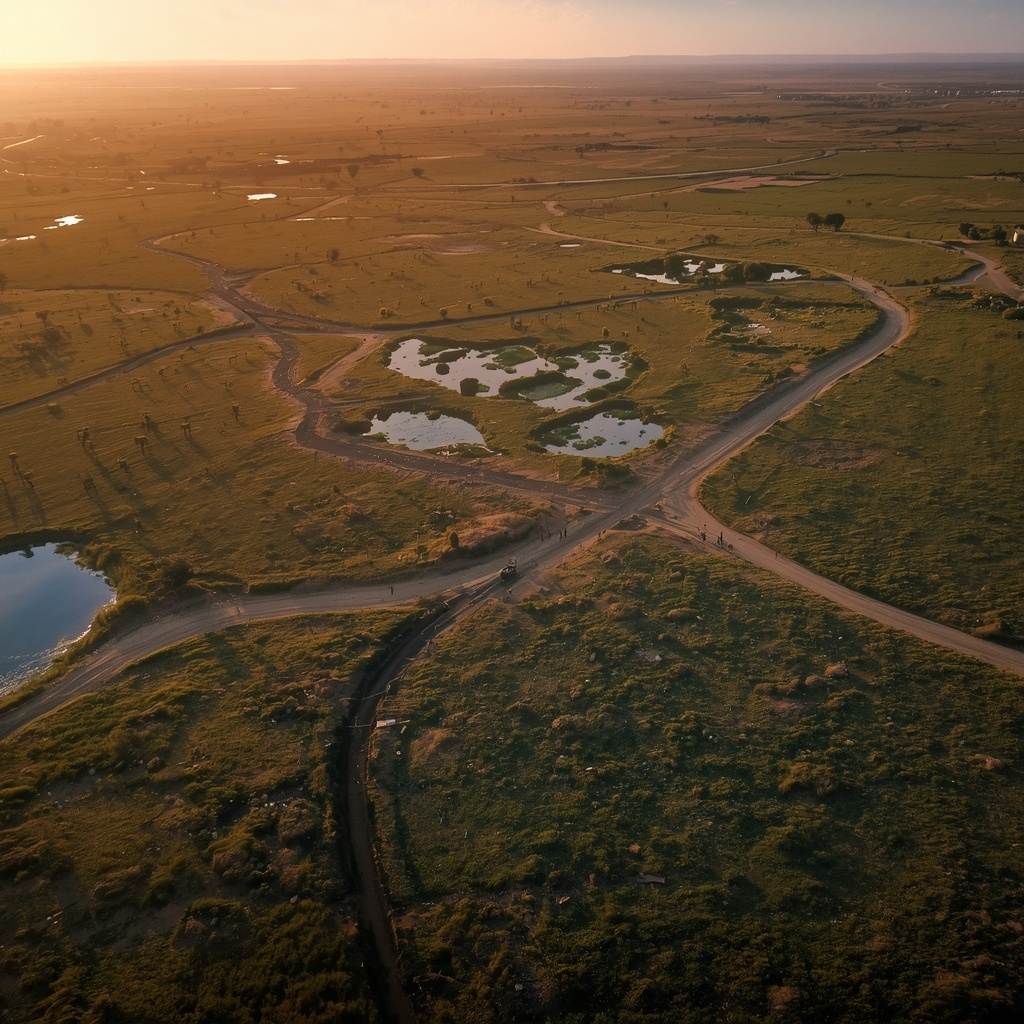 Aerial view of Imire Rhino & Wildlife Conservation where Nzou lived with a buffalo herd