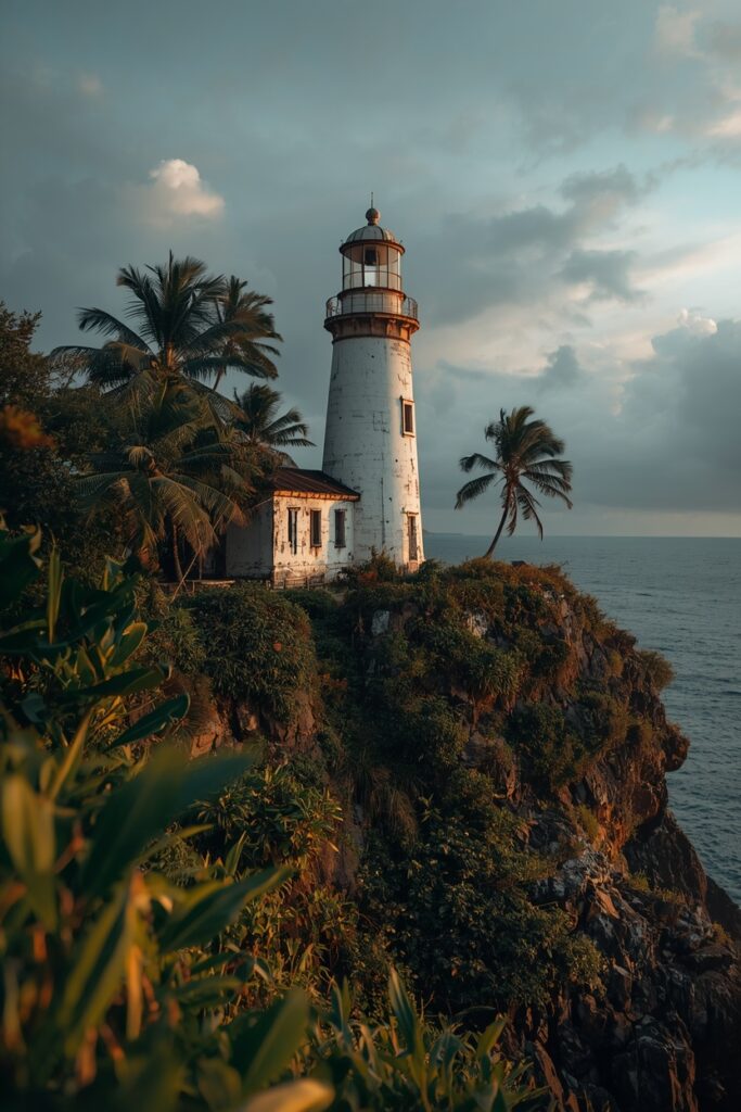 AI Generated Image of the Historic lighthouse overlooking Snake Island, the isolated habitat of the critically endangered golden lancehead viper.